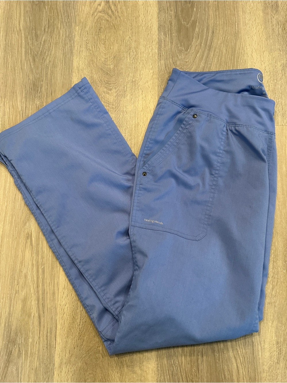 Healing Hands Purple Label Cornflower Blue yoga waist scrubs size M